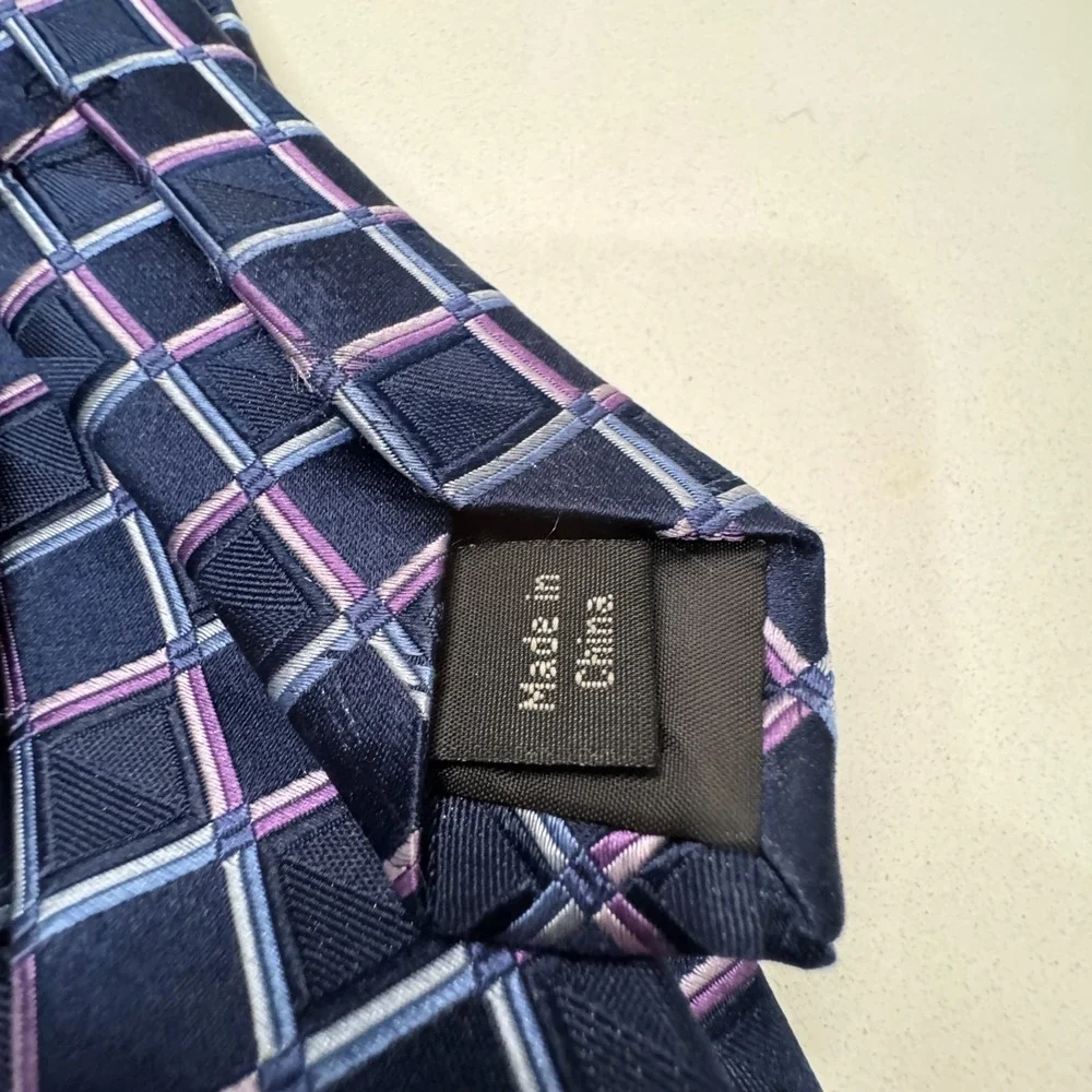 Michael Kors Tie Mens‎ Blue Pink Square Geometric 100% Silk Old Money Preppy